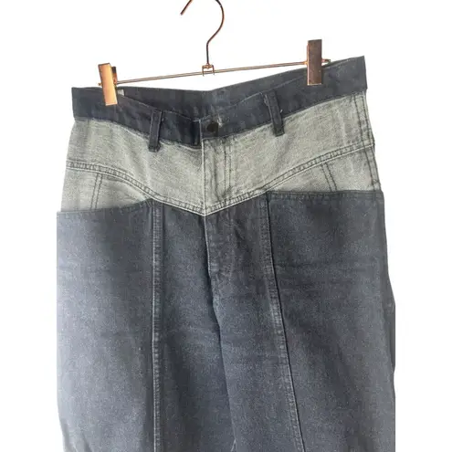 Venezia Two Toned Vintage Western Heavy Denim Riding Jeans 14 Tapered Straight Blue