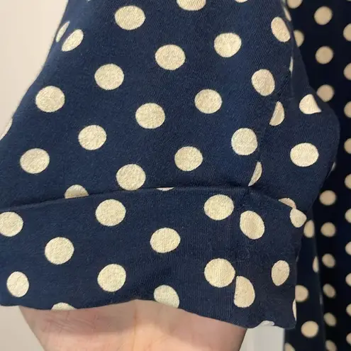 Soma - Dark Blue with Cream Polka Dots Nightgown Cuffed Sleeves- Flaw! Size L