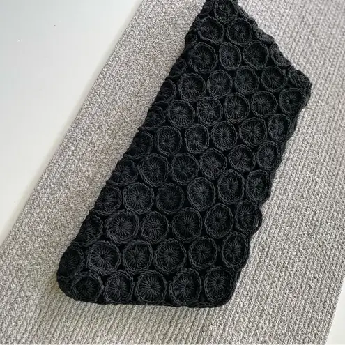 Vintage CORDE 1940’s Black Woven Circle Design Crochet Oversized Clutch Bag