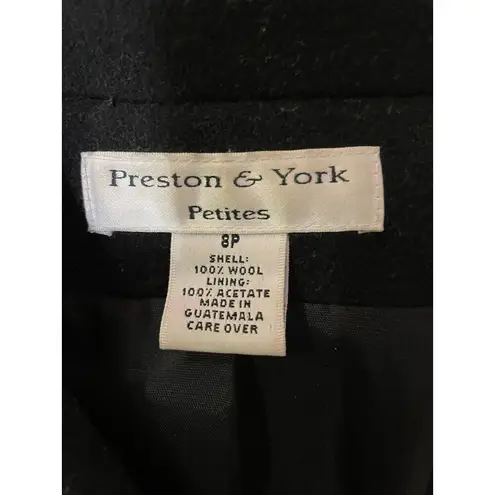 Preston & York Wool Coat Womens SP Petites Used Black Lined Some Condition Issue