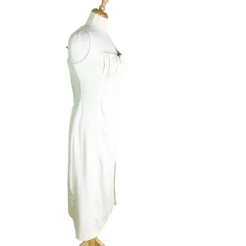 NICHOLAS Twill Gathered Sheath Dress White Ivory Size 14