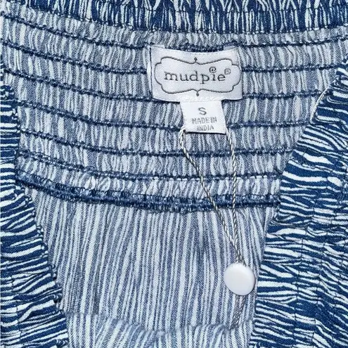 Mud Pie NWT  maxi skirt women size S Blue White Slits Elastic Comfort Pull On