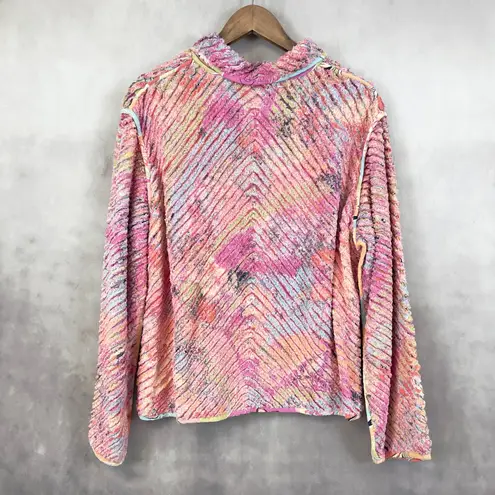 Casual Studio Womens Jacket L Boho Artsy Textured Statement Funky Maximalist Pink Size L