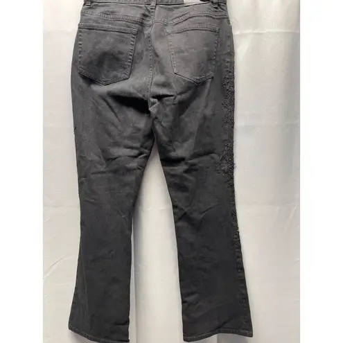 Lauren Ralph Lauren Women's Black Jeans Lace Side trim Flared Size 8 SKU 4605