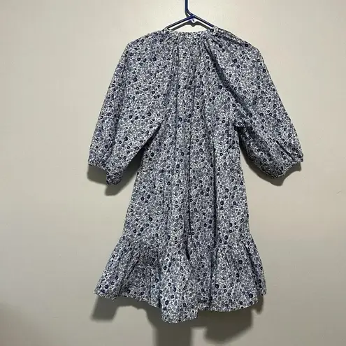 Apiece Apart Blue Mitte Floral Poplin Button Front Mini Dress Size XS