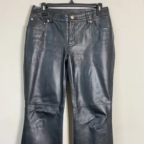 Newport News Vtg Jeanology Collection Womens 6P Bootcut 100% Leather Black Pants