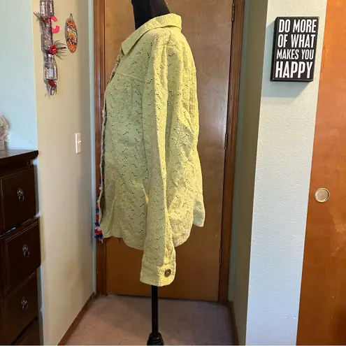 Coldwater Creek light green floral eyelet light jacket size L