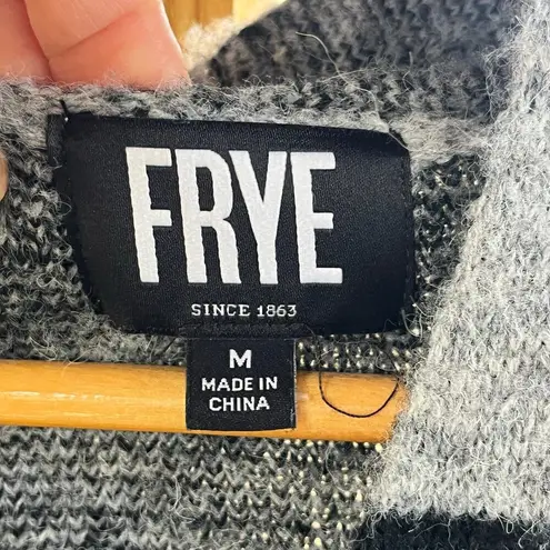 Frye  Women's Grey And Black Southwestern Print Open Cardigan Sweater Size M