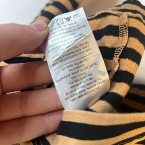 The Upside Tan & Black Striped Long Sleeve Crop 100% Cotton Shirt Size XL Brown