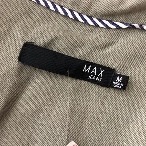 Max jeans Womens Jacket Chambray Tie Front Pockets Green Size M