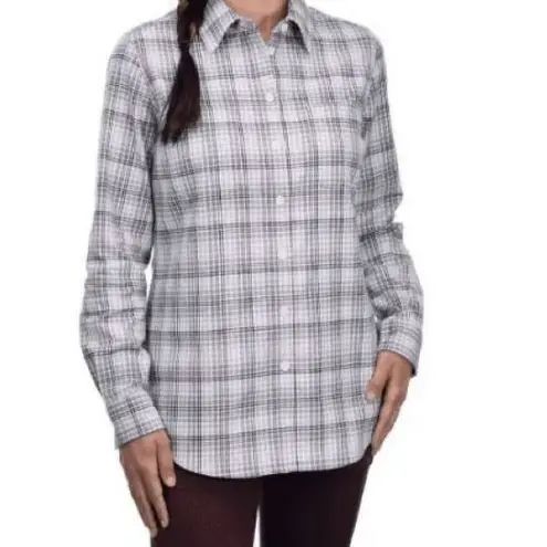 Ridgecut Toughwear Women's Flex Flannel Long Sleeve Shirt Sz Med White Multi Blue - Image 2