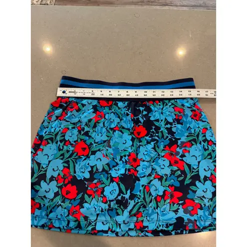PGA Tour Womens Skort Blue Red Floral Print Athletic Skirt Size Medium