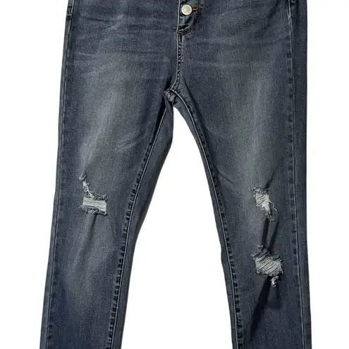 Judy Blue Judie Blue Jeans Womens Size 29 Blue Button Fly Distressed Button Fly Raw Hem