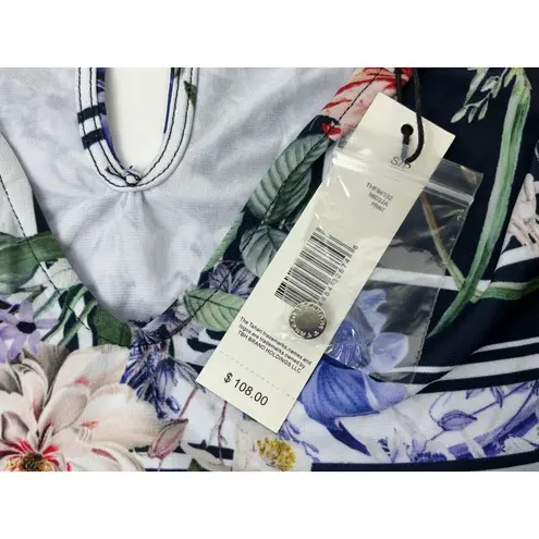 Tahari Floral Print Wide Leg Jumpsuit Sleeveless V-Neck Belted Casual Romper SMP