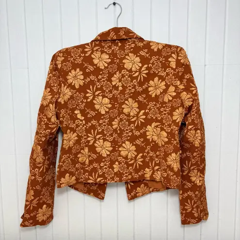 Elegant Floral Burnt Orange Blazer Size M New Size M