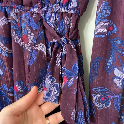 EUC Mi Ami women’s deep purple blue floral lined v