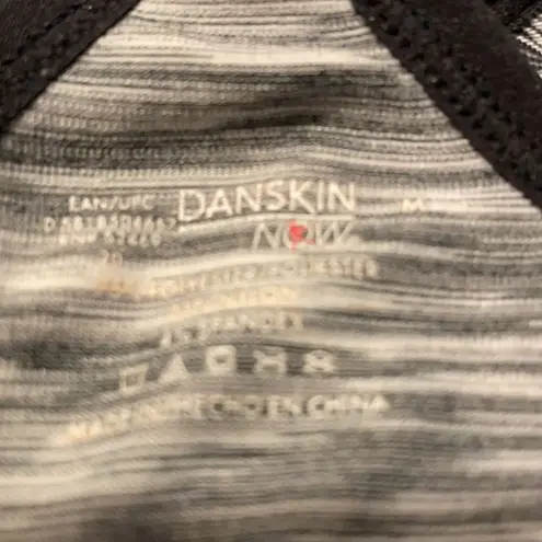 Danskin Now Heather Print V Neck Padded Racerback Sports Bra Gray Black Medium