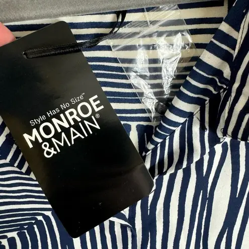 Monroe & Main NWT Navy Blue White Collared Short Dolman Sleeve Button Up Size XL - Image 4