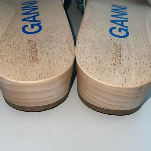 Dr. Scholls Ganni Dr Scholl’s Wooden Clogs in Check Blue Iris Size 10 New