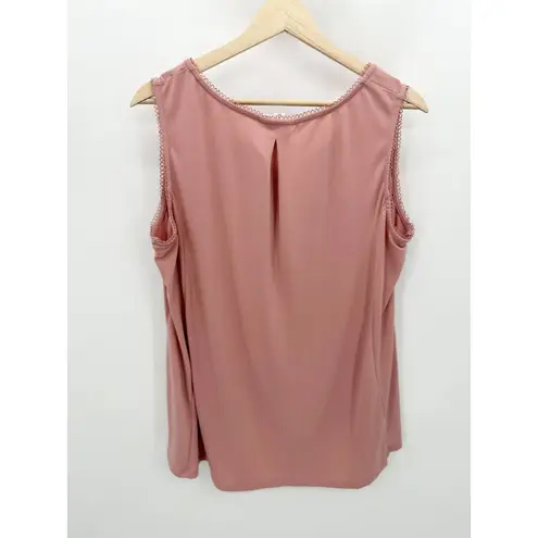 Westport Top Women 1X Pink V-Neck Sleeveless Lace Polyester Blend Tank