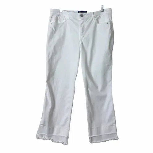 Democracy Absolution White Raw Hem Cropped Jeans Women’s Size 16 Stretch Denim