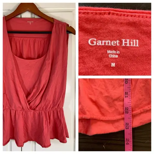 Garnet Hill  Top Women's‎ Medium Tank Tunic Coral Boho Cute Summery Elastic Waist