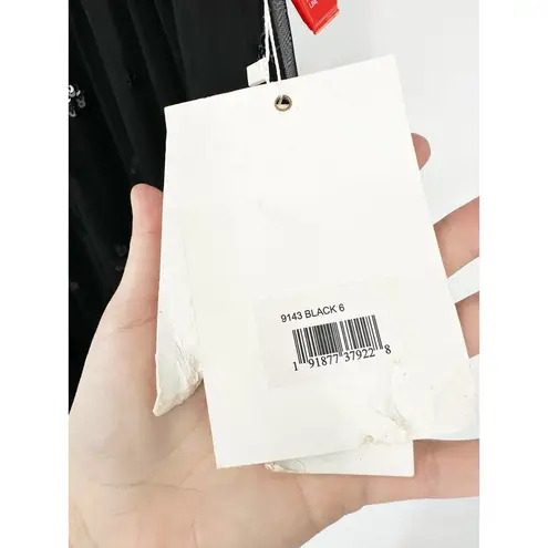 Mac Duggal Black Embellished Illusion High Neck Mini Dress 6 NEW