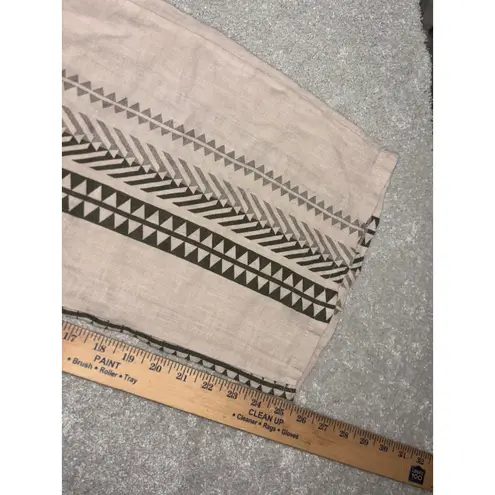 elena baldi linen pants made in italy small pockets beige printed Tan