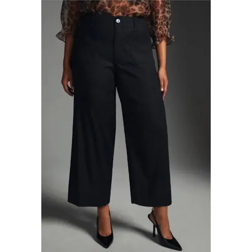 Maeve Anthropologie The Colette Linen Blend Crop Wide-Leg Pants Black 32T Black - Image 3