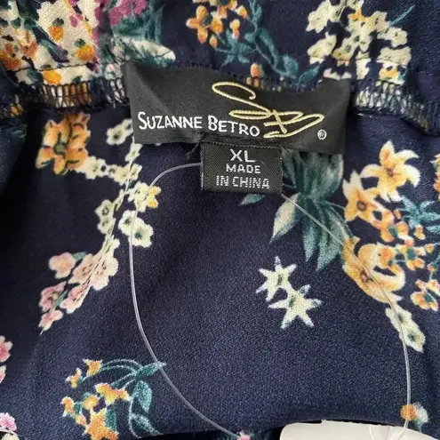 Suzanne Betro 🆕Suzanee Betro Navy Floral Asymmetrical Maxi Skirt XL🆕