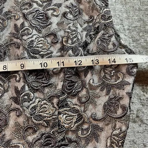 Flora Nikrooz top women’s size S gray embroidered sleeveless blouse VTG 90s