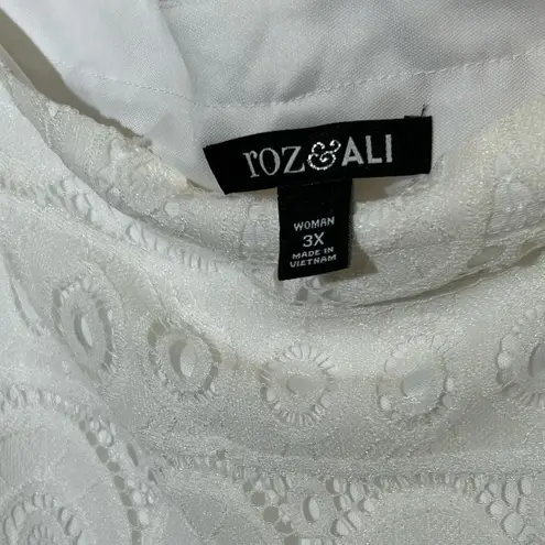 Roz & Ali womens size 3X white lace butterfly sleeve midi dress