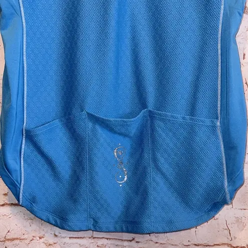 Pearl Izumi Blue Cycling Jersey Womens Large 1/2 Zip Short Sleeve Blue Stretch
