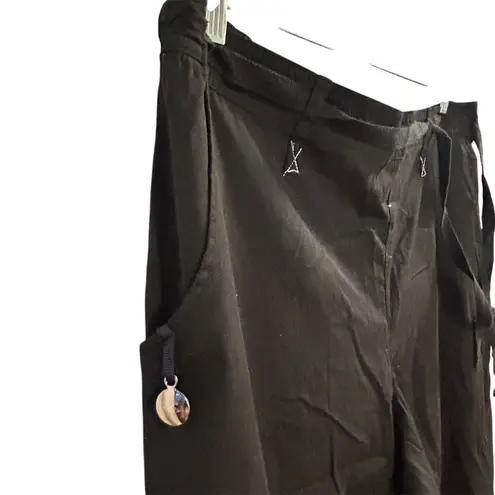 Laura Ashley Women's Black Wide-Leg Pants Size L Casual Elastic Waist