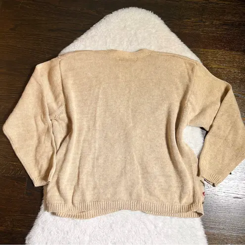 Vintage Milano Design Group Knit Floral Rose Needlepoint Cardigan Sweater Pink Size M