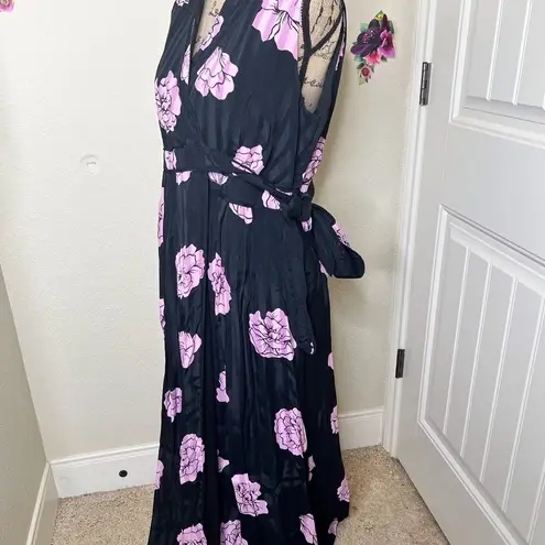 Jessica Simpson  Sleeveless Floral Wrap Maxi Black & Pink Maternity Dress Size M
