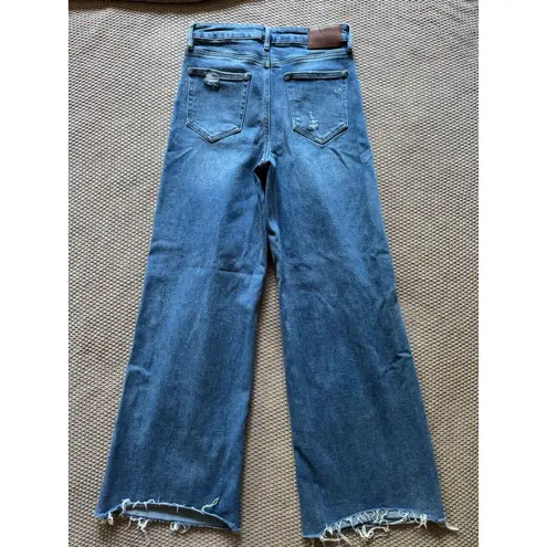 Hidden Los Angeles Jeans High Rise Wide Leg Straight Blue Distressed Sz 28