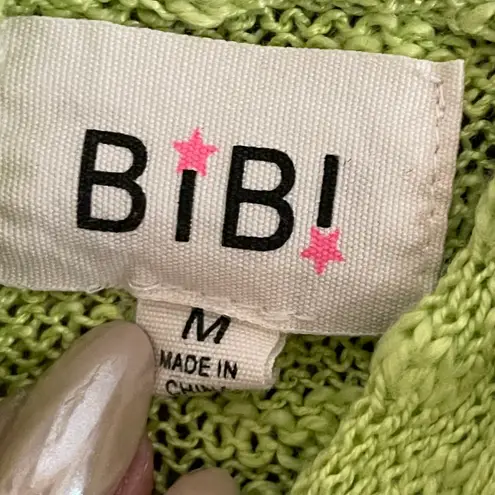 Bibi Rhyme Or Reason Lightweight Striped Hoodie Sweater Green Pink Size Medium