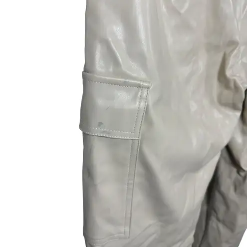 Salty LA Women’s Leather Wide Leg Cargo Pants Beige Size M