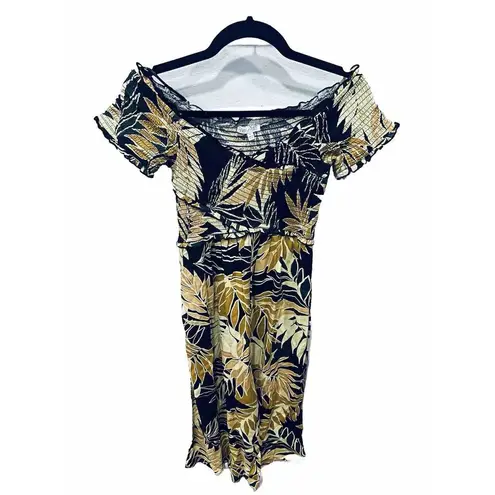 Patrons of Peace Women's Smock Cross Navy Tropical Jumpsuit Size Small