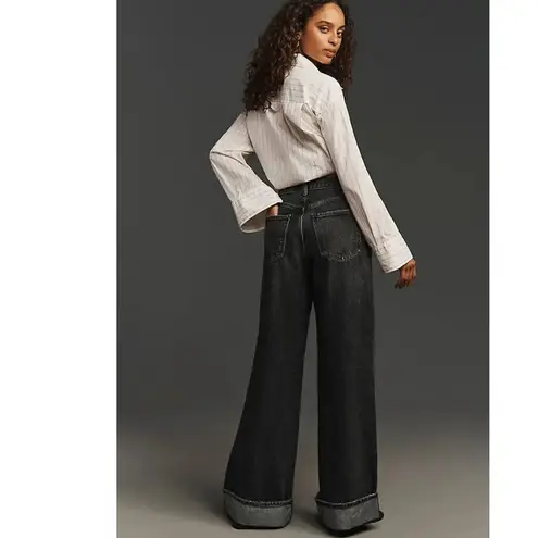 Anthropologie  AGOLDE Dame High Rise Cuffed Wide Leg Jeans Carbon Size 32 NEW