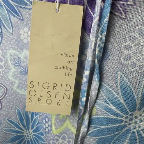 Sigrid Olsen Sport Linen Blend Pastel Floral Midi Skirt NWT Preppy Y2K Sz Small