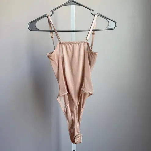 Cream colored sz S spaghetti strap sheer lingerie bodysuit