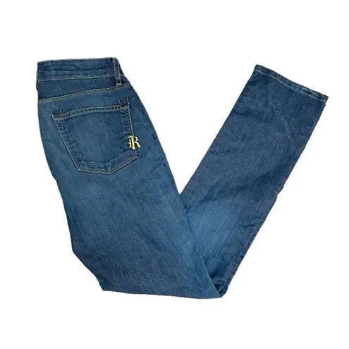 Rich & Skinny Sleek Nightshift Blue Jeans Whiskered Denim Womens Size 25 USA
