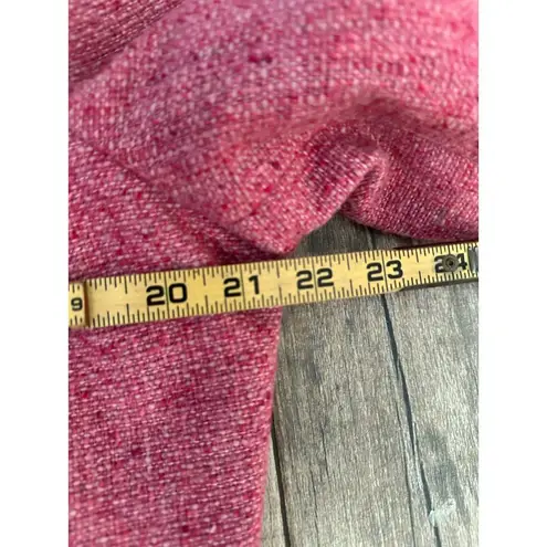 CAbi  Madison Avenue Pink Tweed Wool Double Breasted pea coat fringe Size 16