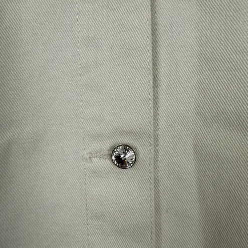 Christine Alexander Cream Silver Embroidered Jean Jacket Size M