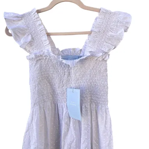 Hill House The Kimmy Nap White Maxi Dress 100% Cotton Swiss Dot Women's Small