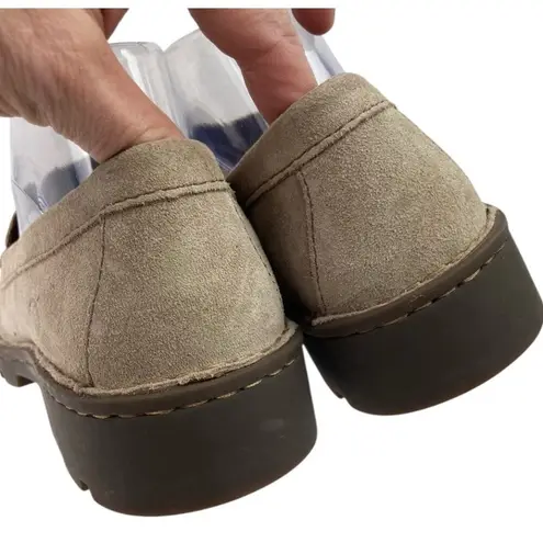 *Born Penny Loafer Women Size 9.5 Taupe Suede Leather Comfort Casual Academia Tan