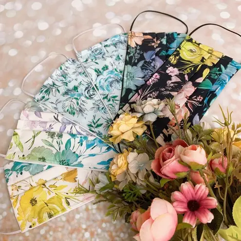Baby Blue Floral Premium Cotton Face Mask Multiple