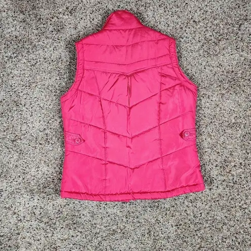 Vanity Hot Pink Puffer Vest with High Collar Zip and Snaps Size Small